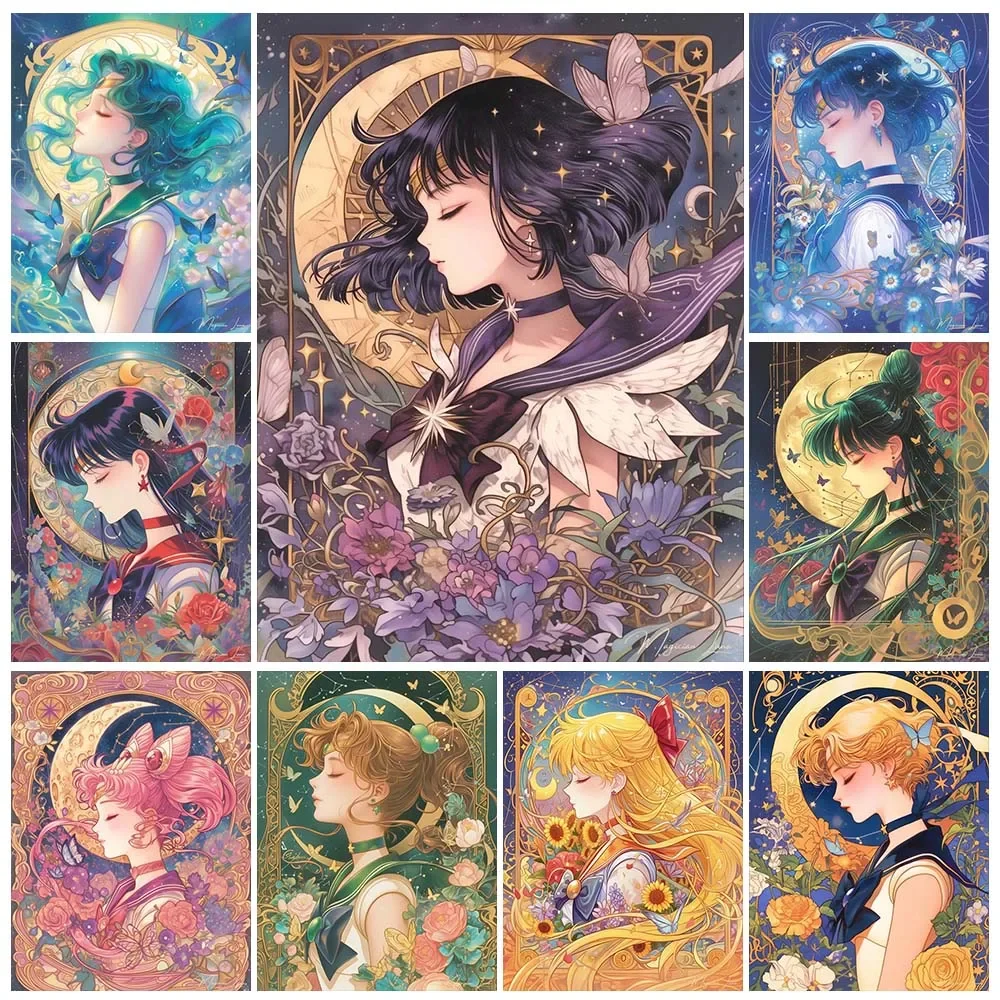 Art Craft Girl - Kreskówka Anime Diamentowe Malowanie Piękna Księżycowa