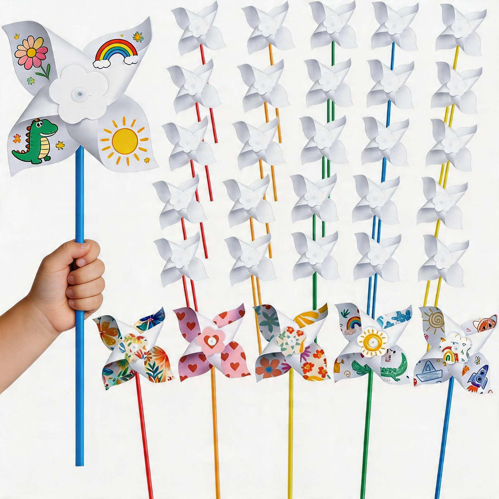 Art Craft Earth Day - 100 szt. Papierowe wiatraczki DIY do