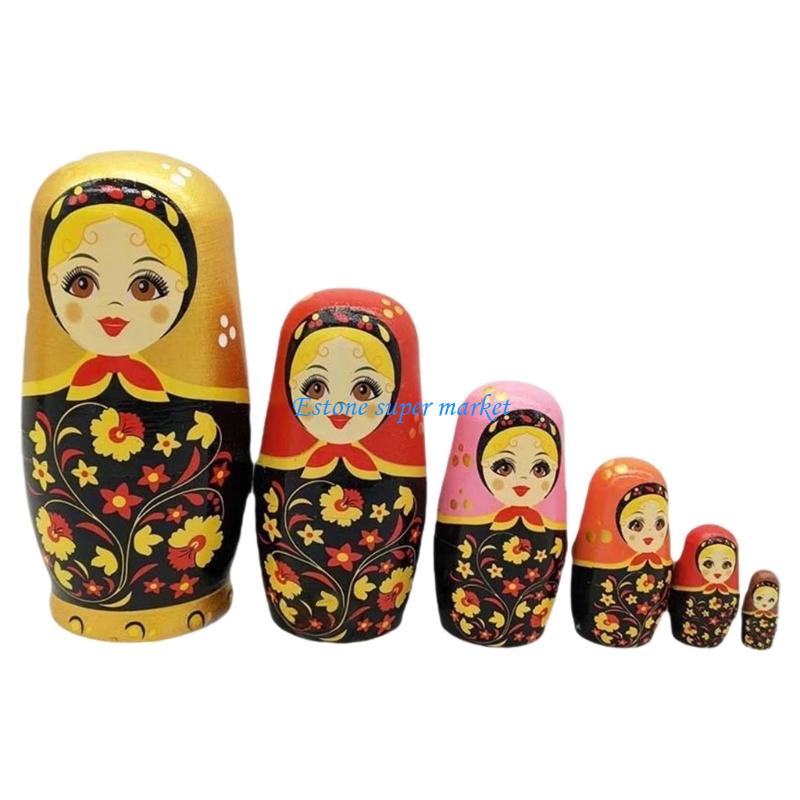 Art Craft Girl - 090B 6-warstwowe rosyjskie lalki gniazdujące Drewniane