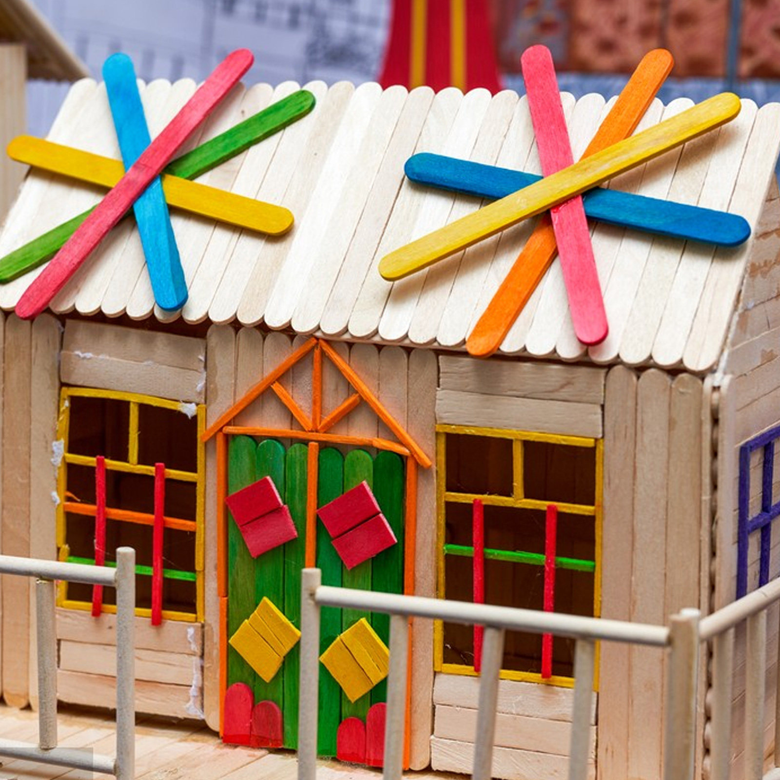 Art Craft Jumbo - 200 sztuk jasnych, kolorowych drewnianych patyczków