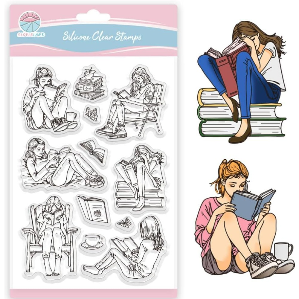 Lady and Books Clear Stamps Bo – Rubber Stamp Blank recenzja i cena
