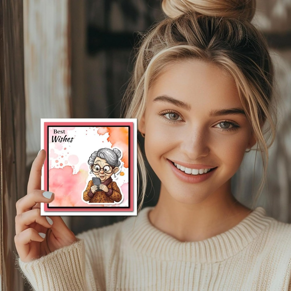Uśmiechnięta starsza dama wycz – Rubber Stamp Blank recenzja i cena